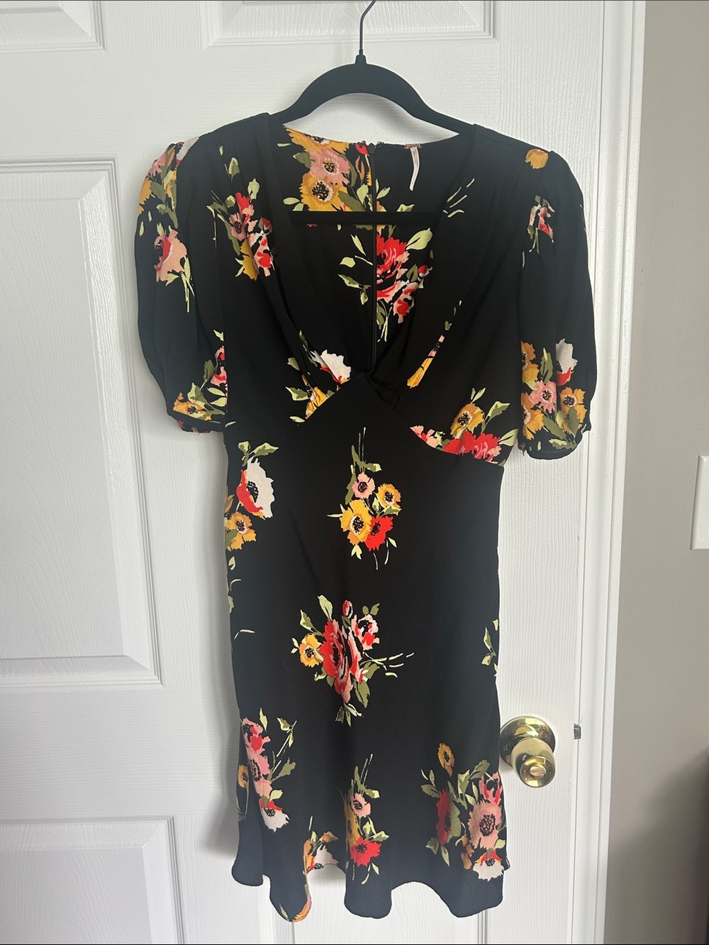 Free People Black Floral Mini Dress